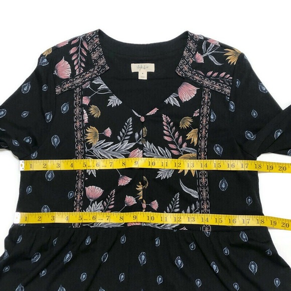 STYLE & CO | Black Peasant Boho Long Sleeve Dress - Picture 15 of 16